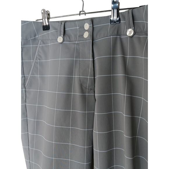 Nike Golf Pants Size 8 Gray Windowpane Plaid Dri-Fit Cropped Capris Activewear - Picture 8 of 15